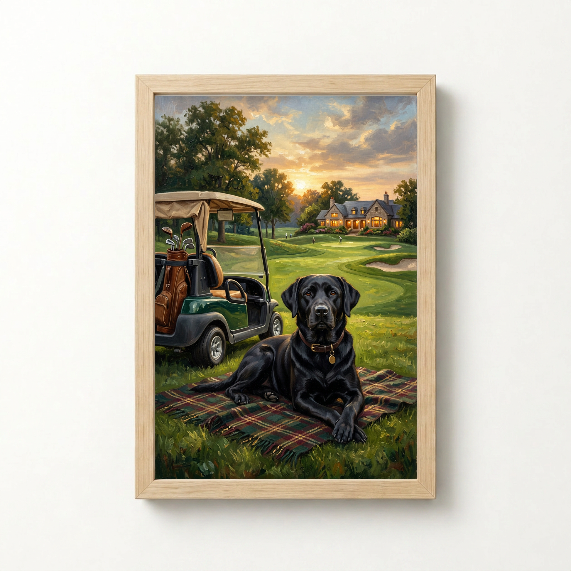 Goodboy Gallery product photo - The 19th Hole Portrait for 1 Pet - Framed Poster - Light Wood