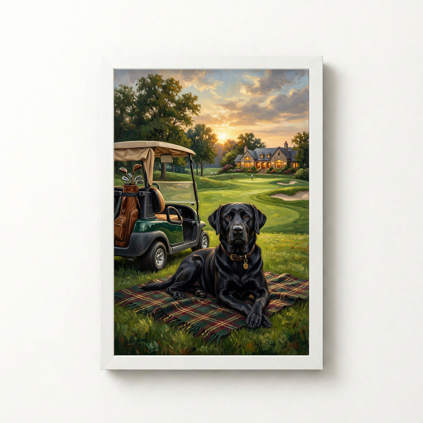 Goodboy Gallery product photo - The 19th Hole Portrait for 1 Pet - Framed Poster - Solid White