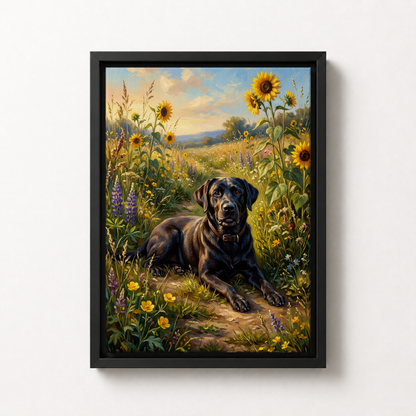 Goodboy Gallery product photo - Wildflower Meadow Portrait for 1 Pet - Framed Canvas - Solid Black