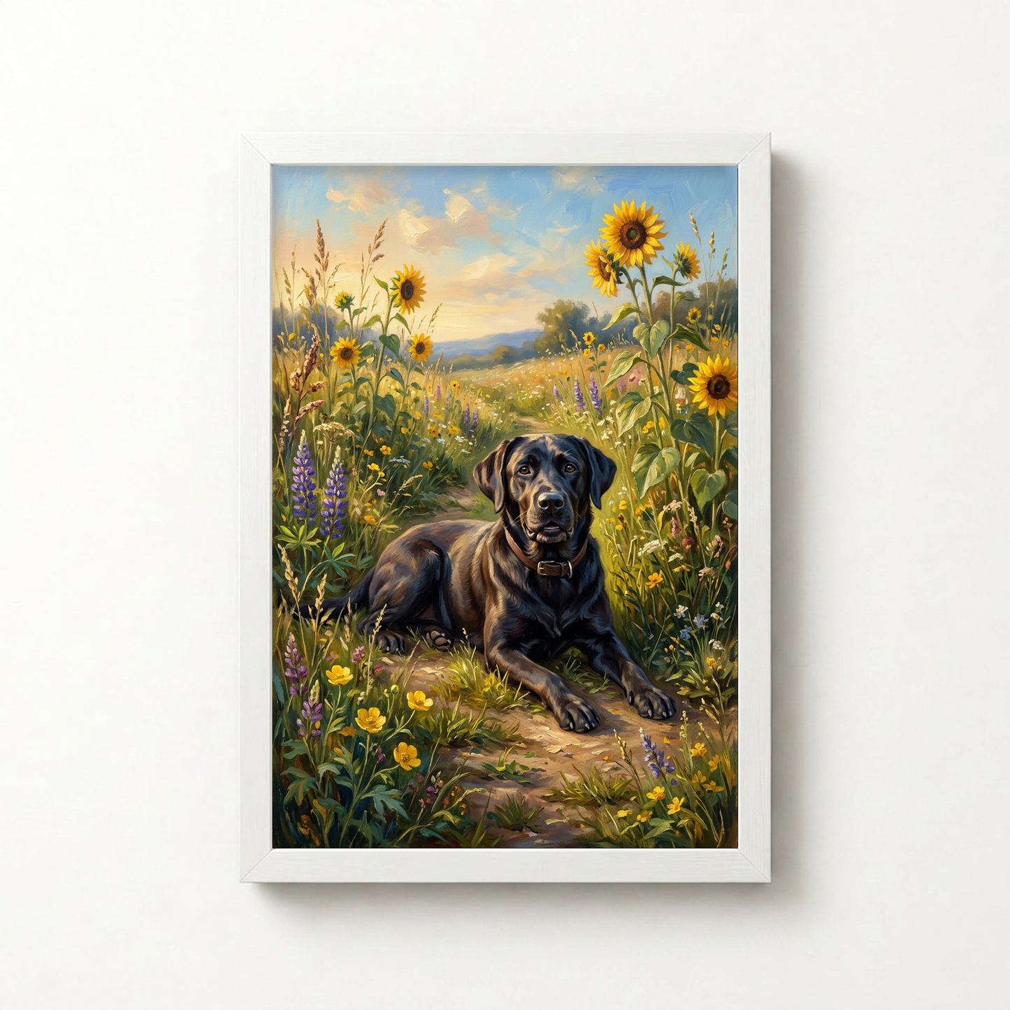 Goodboy Gallery product photo - Wildflower Meadow Portrait for 1 Pet - Framed Poster - Solid White