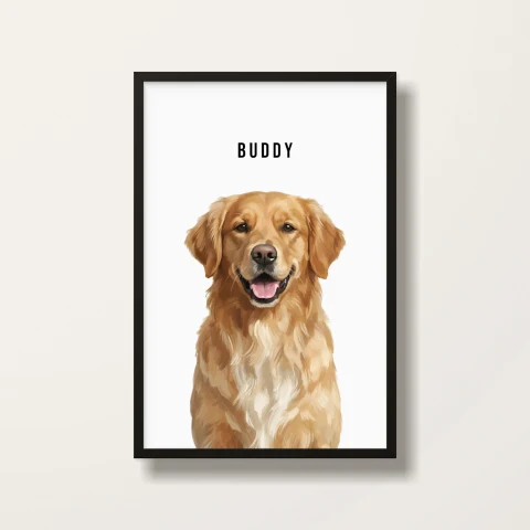 Custom Pet Portrait Print - 1 Pet · Black frame product photo